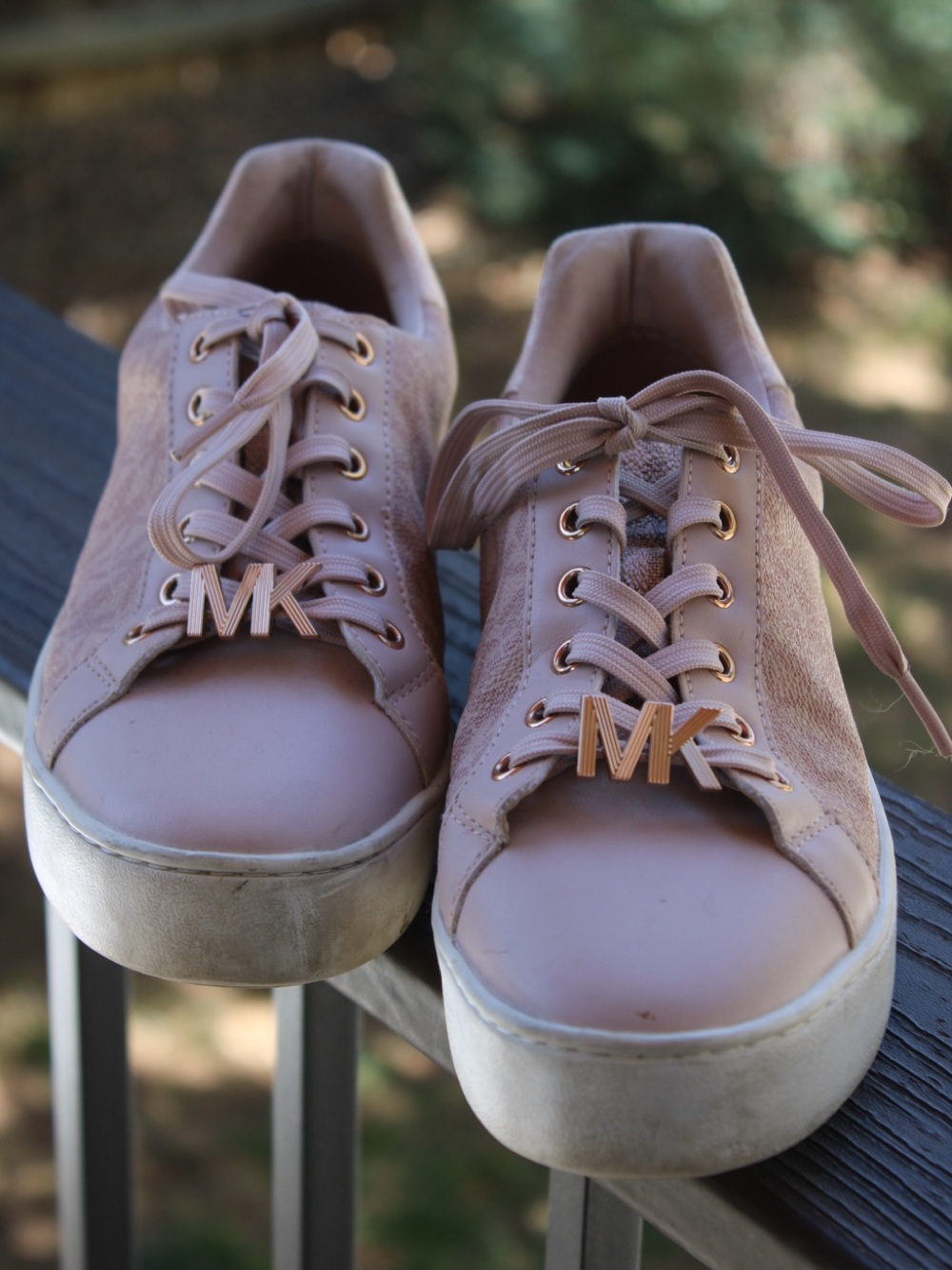 Michael Kors Blush Pink Low-Top Sneakers with Gold MK Accents